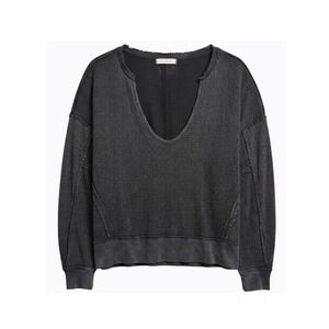 We‎ The Free Free People Charcoal Grey Waffle Knit V-Neck Thermal Top XS